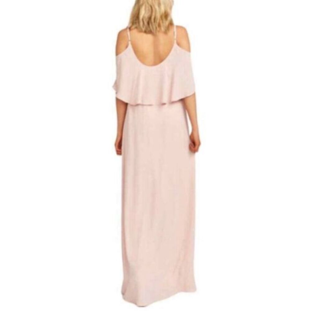 NWT Show Me Your Mumu Caitlin Ruffle Maxi Dress XS Dusty Blush Crisp Formal‎ - Picture 2 of 11